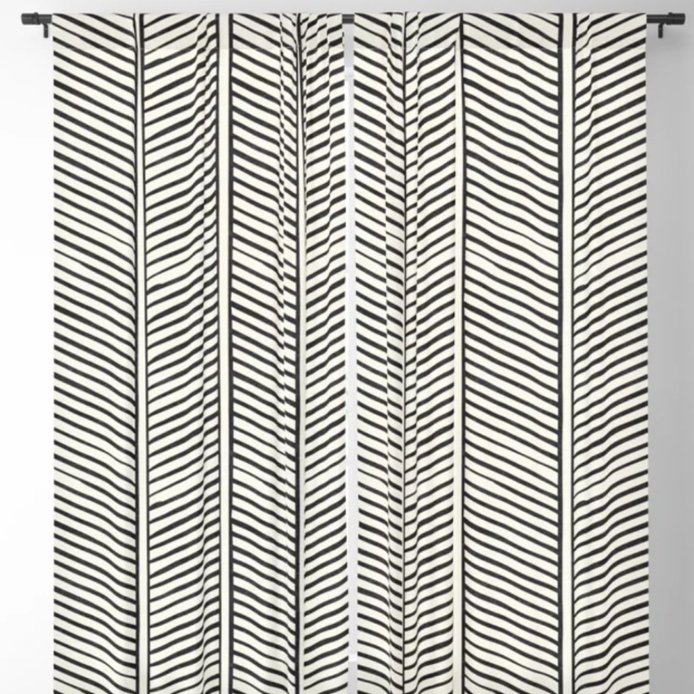 Chevron Black Out Curtain - Set of 2